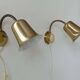 Pair of vintage adjustable wall lights, solid brass, Sweden 1960