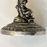 Salière sur pied avec dauphin et coquillage en bronze argenté fin XIXe 1900