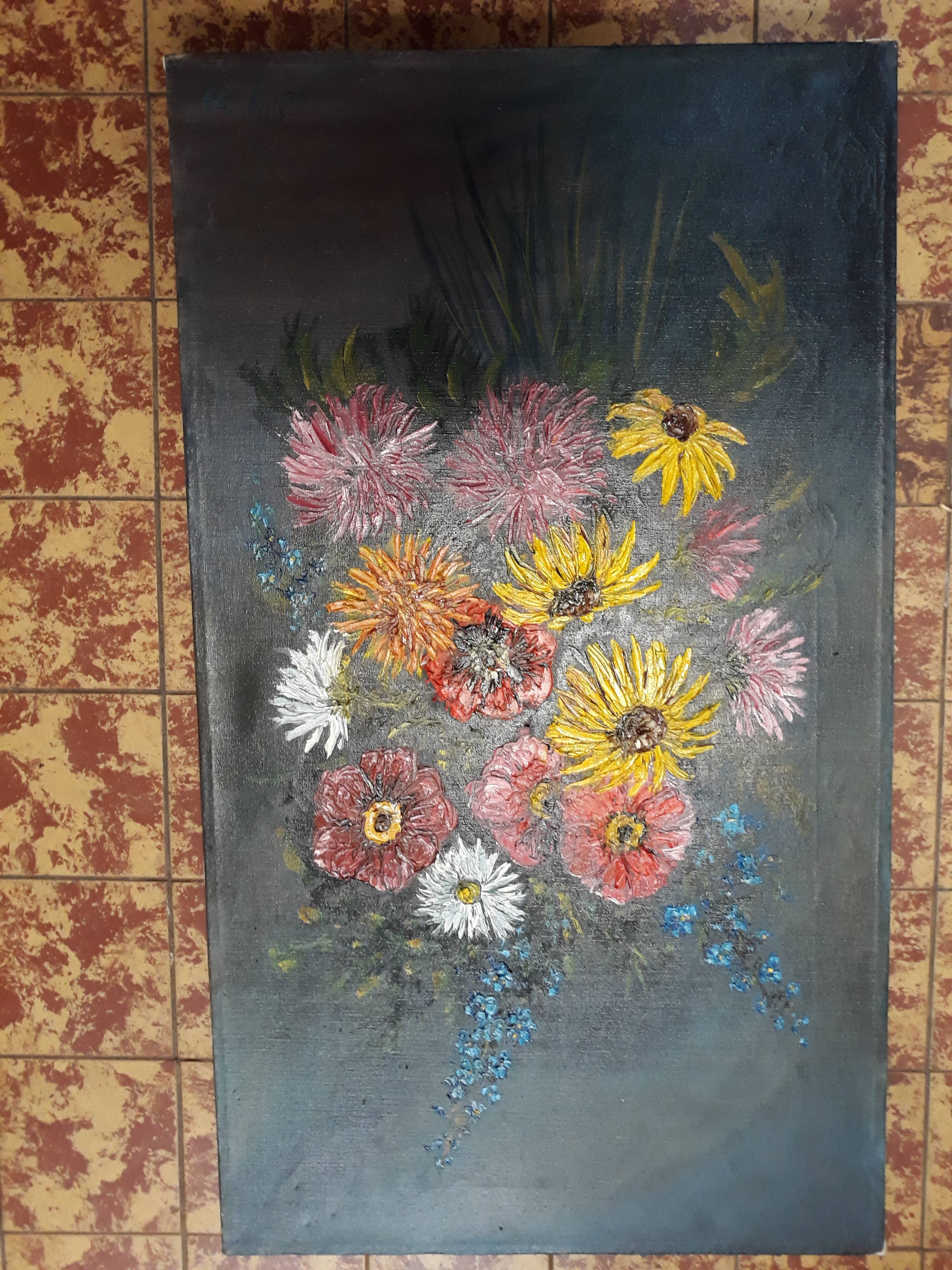 Huile sûr toile bouquet de fleurs