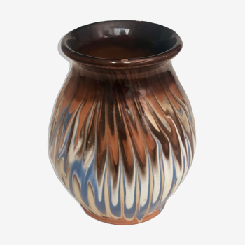 Vase vintage en céramique motif flamboyant