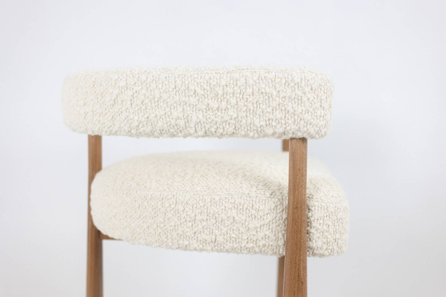 Pair of blond beech bar stools. Contemporary work.