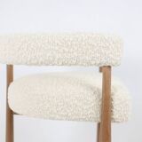 Pair of blond beech bar stools. Contemporary work.