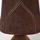 Large vintage suede table lamp with matching shade, 1970s