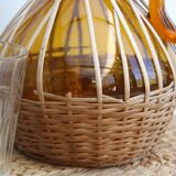 Glass and wicker decanter