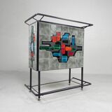 Vintage bar with inlaid tiles, Jacolor, 1970s