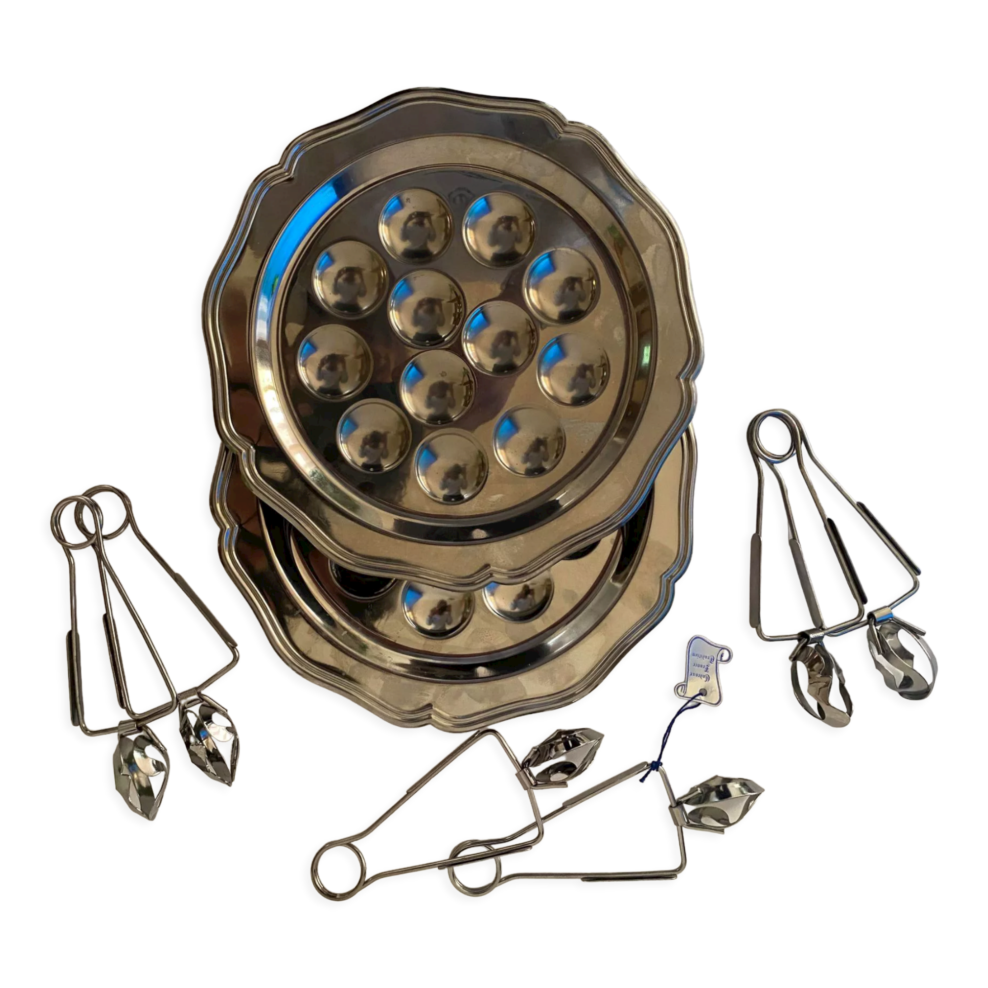 Set of 2 dishes and 6 snail pines