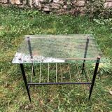 Coffee table double top glass and vintage metal