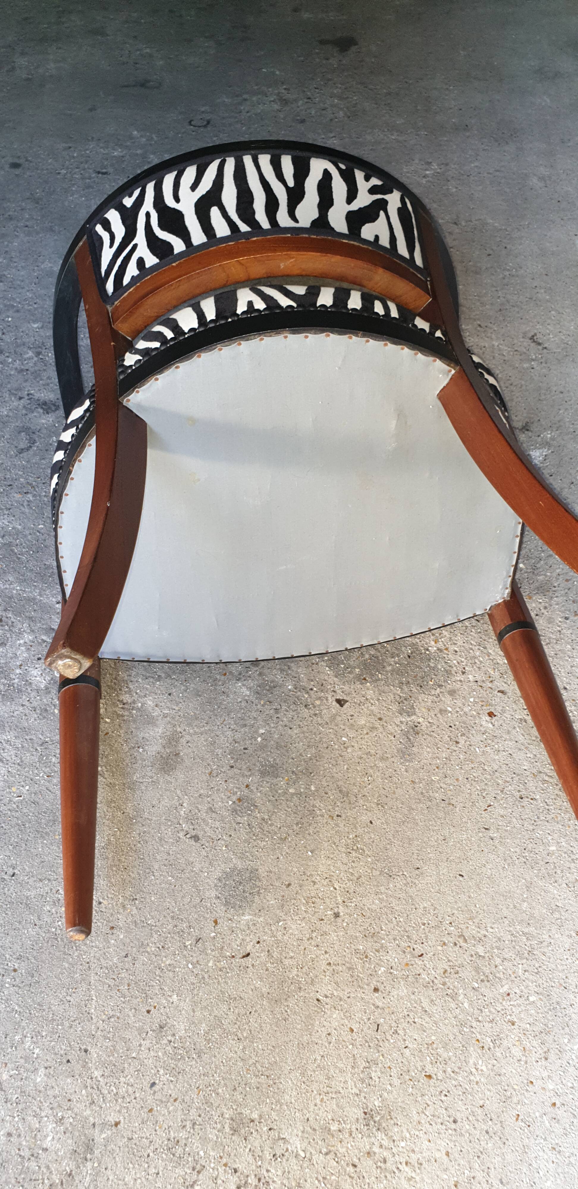 Art deco armchair with zebra tapestry
