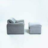 Chaise Maralunga avec repose-pieds par Vico Magistretti pour Cassina, années 1970