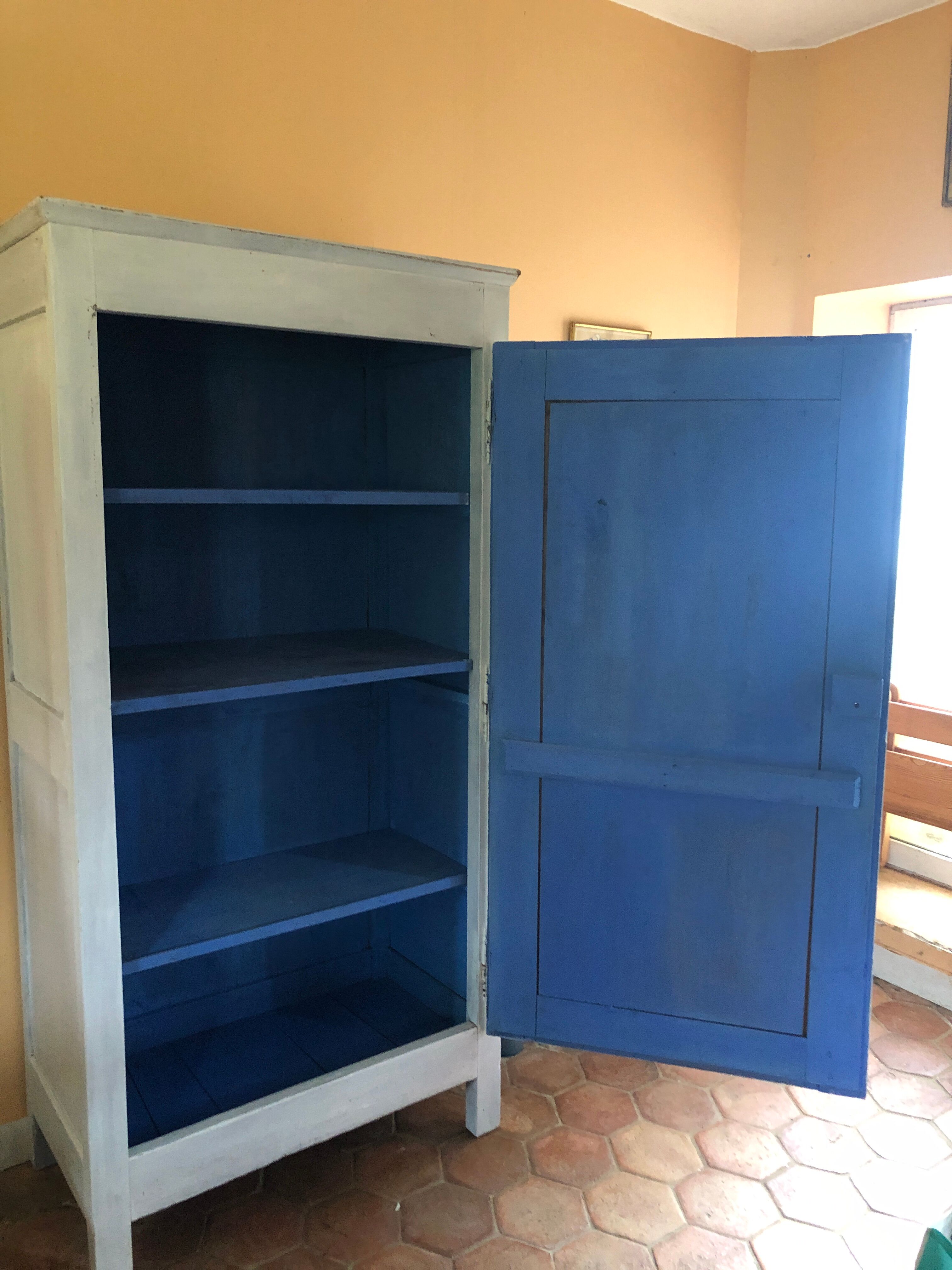 Wardrobe a door in white wood painted gray