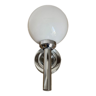 Vintage wall lamp, chrome and opaline, France 1970