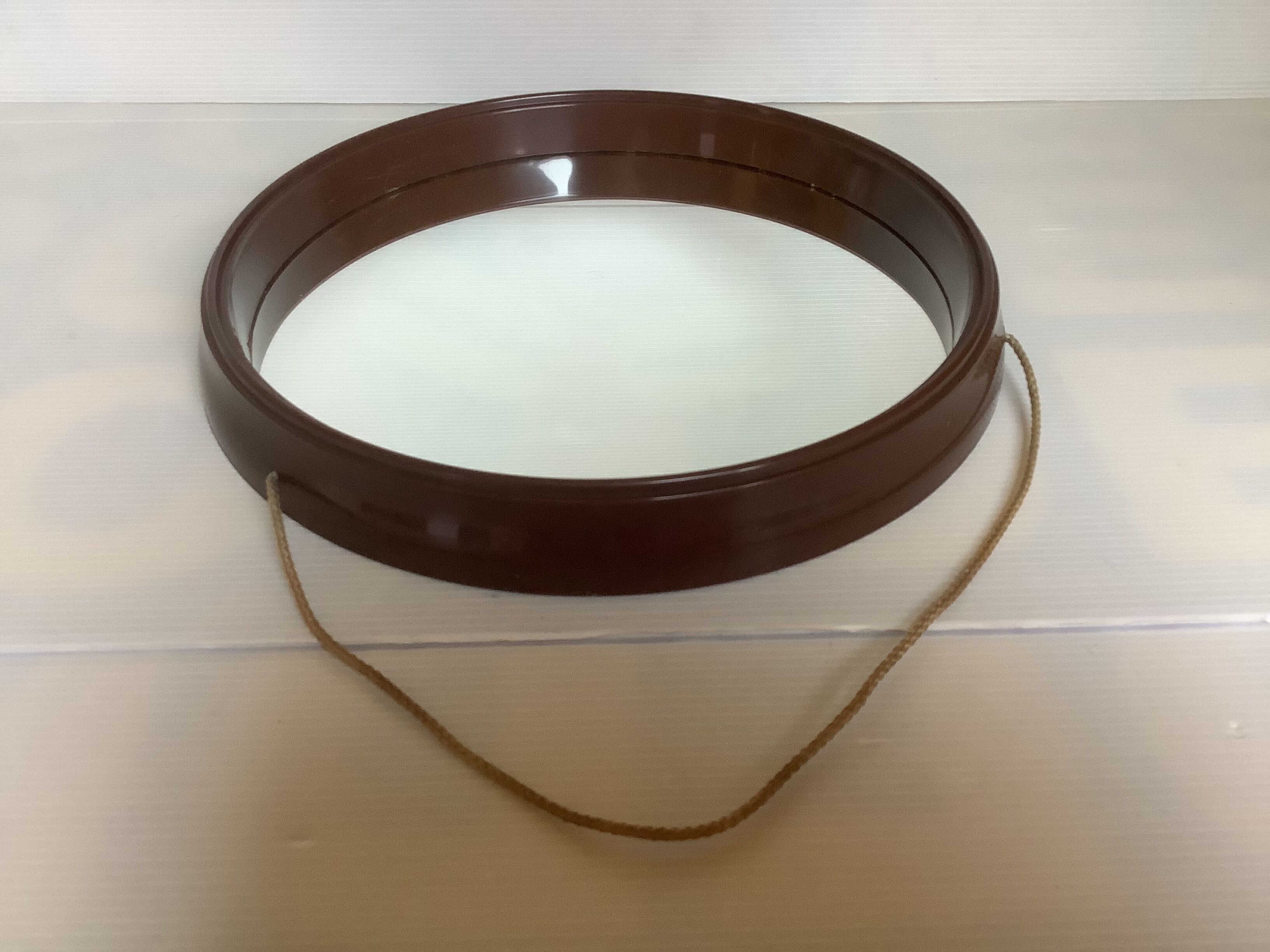 Miroir rond plastique marron vintage