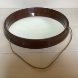 Vintage brown plastic round mirror