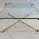 Coffee table and its 4 associated nesting tables in plexiglass and gold metal