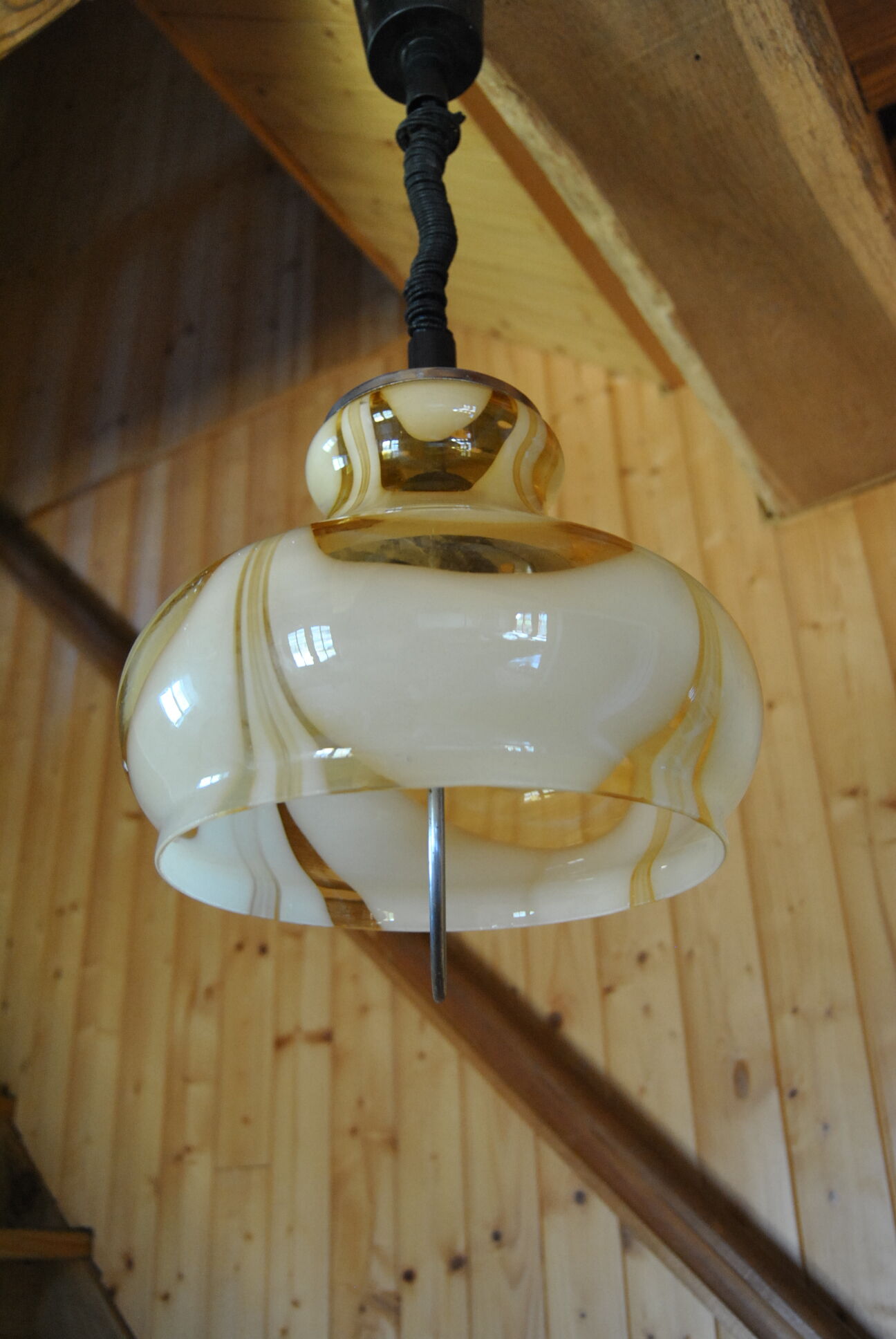 Two-color glass kitchen chandelier 70s