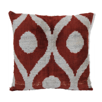 16" x 16" Velvet İkat Pillow,Handmade Patchwork Decorative Pillow, Silk İkat Velvet Modern