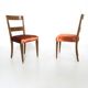 Set of Ten Orange Fabric Upholstery and Walnut Dining Chairs, Italy