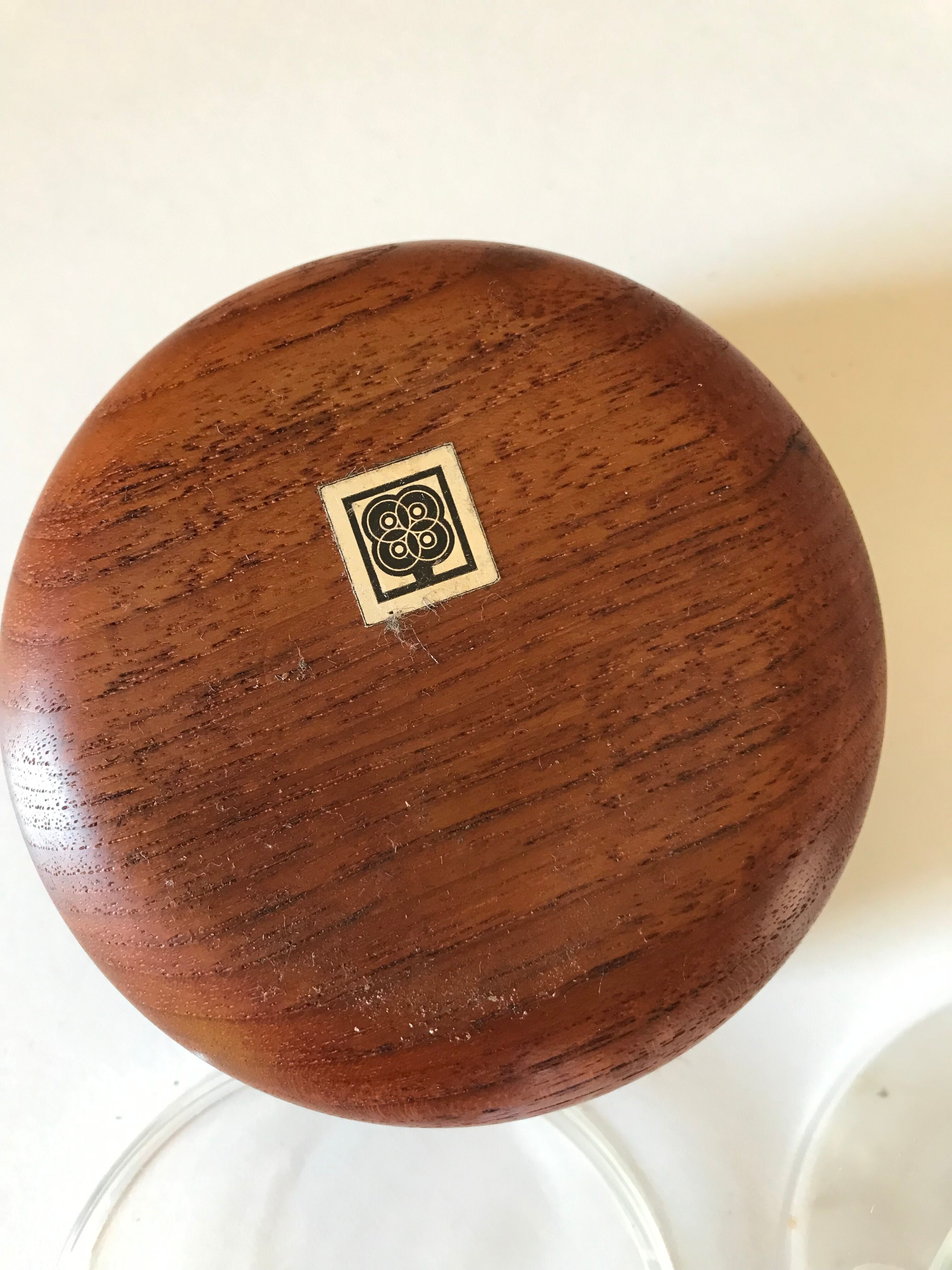 Teak spice pot and glass of the 60 years