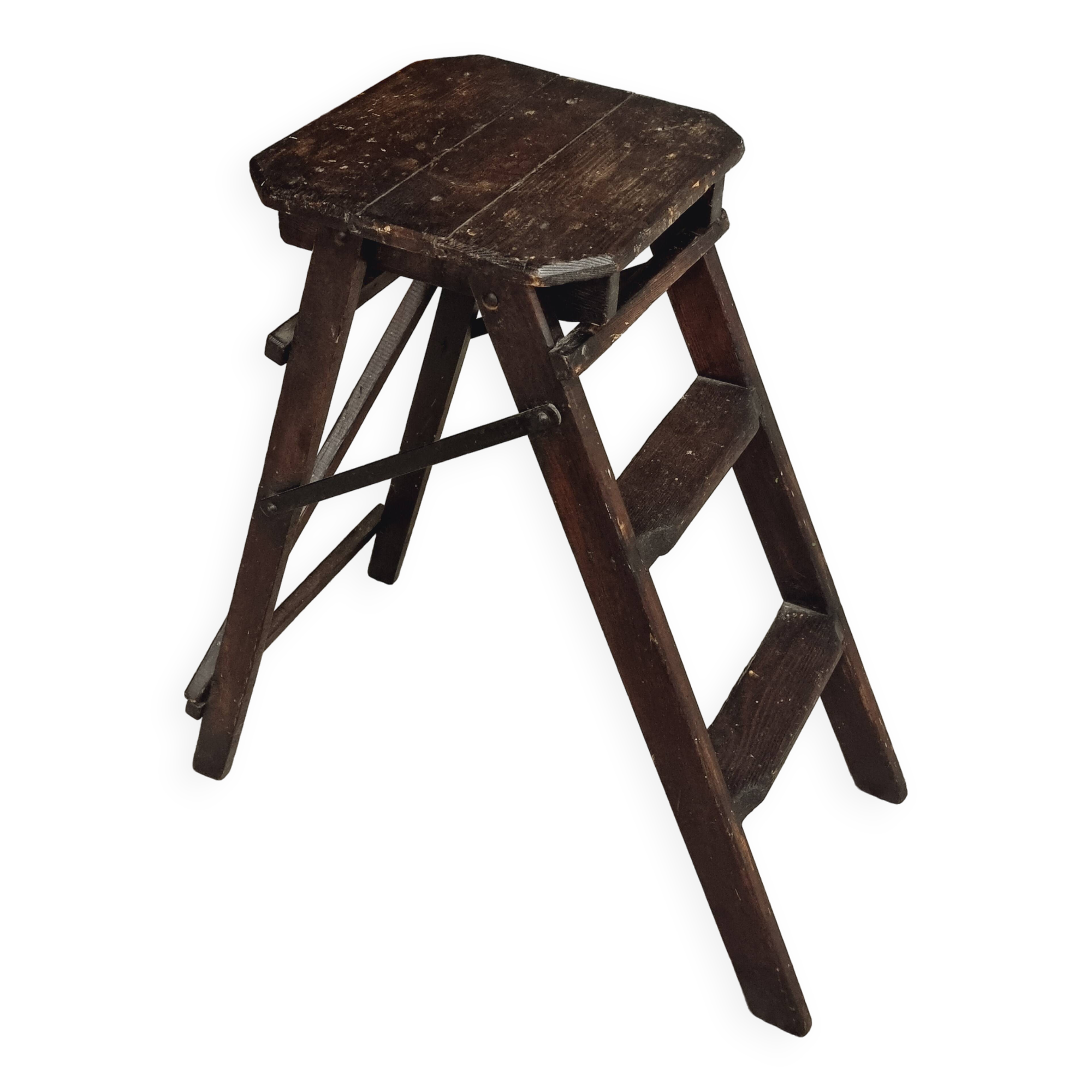 Old wooden stepladder library steps decorative foldable