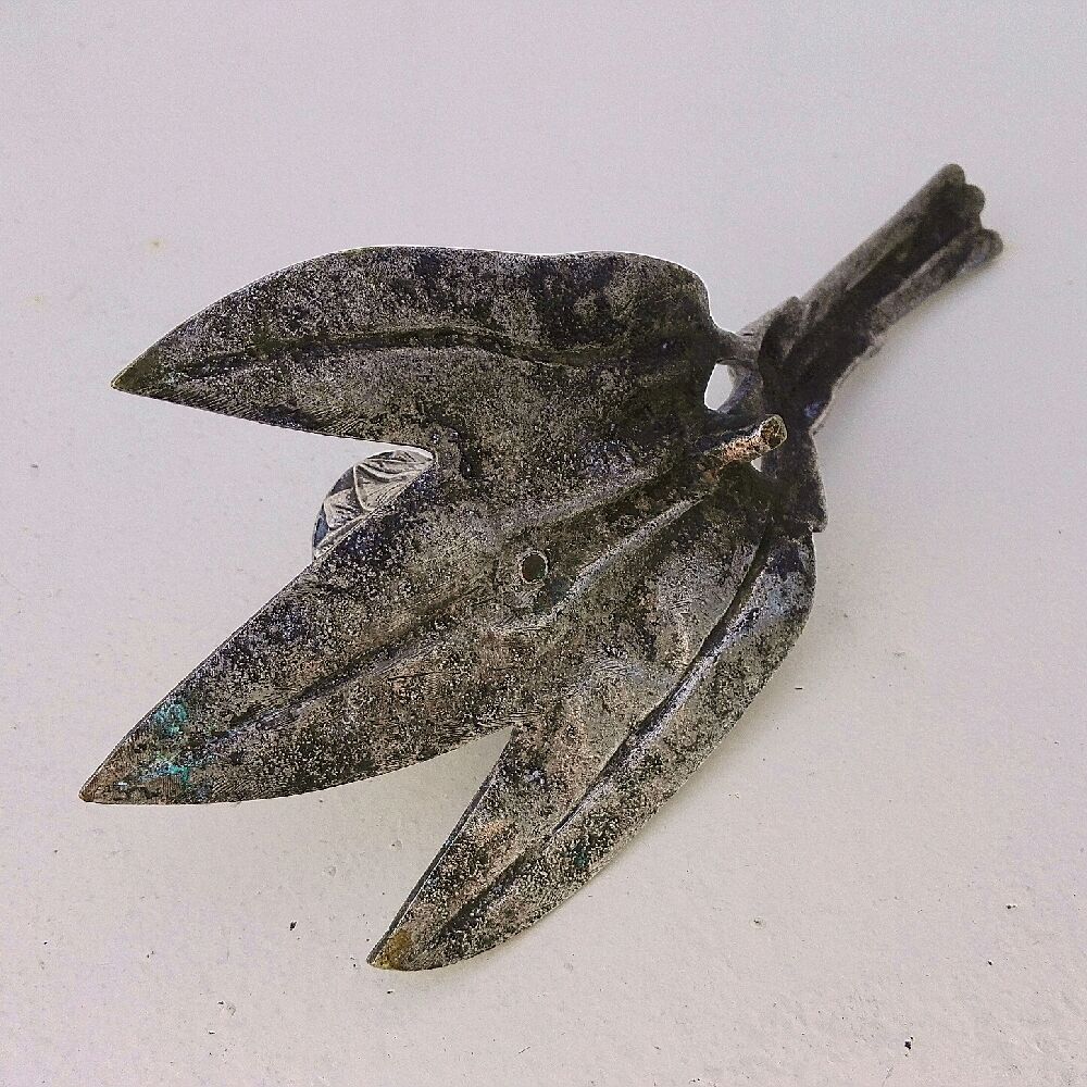 Silver bronze hand candle holder XIXth