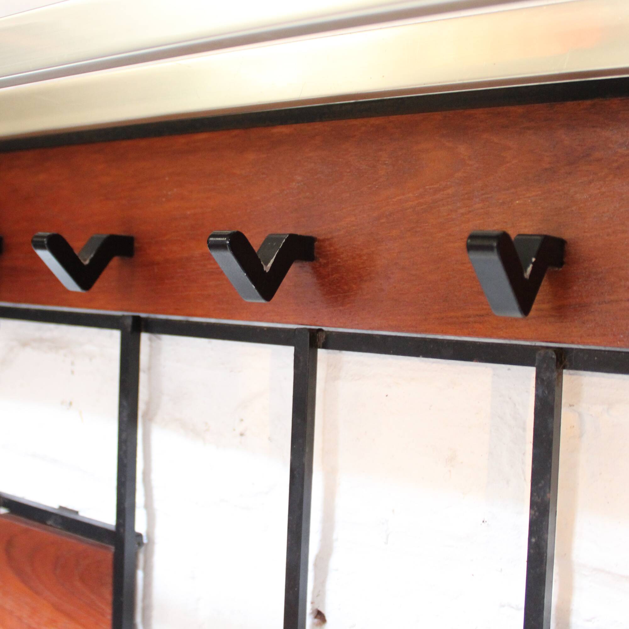 1960s modernist wall coat rack
