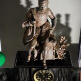 Old 19th century mabre fireplace clock with statue