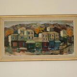 Huile sur toile suédoise originale du milieu du siècle par Bertil Wahlberg