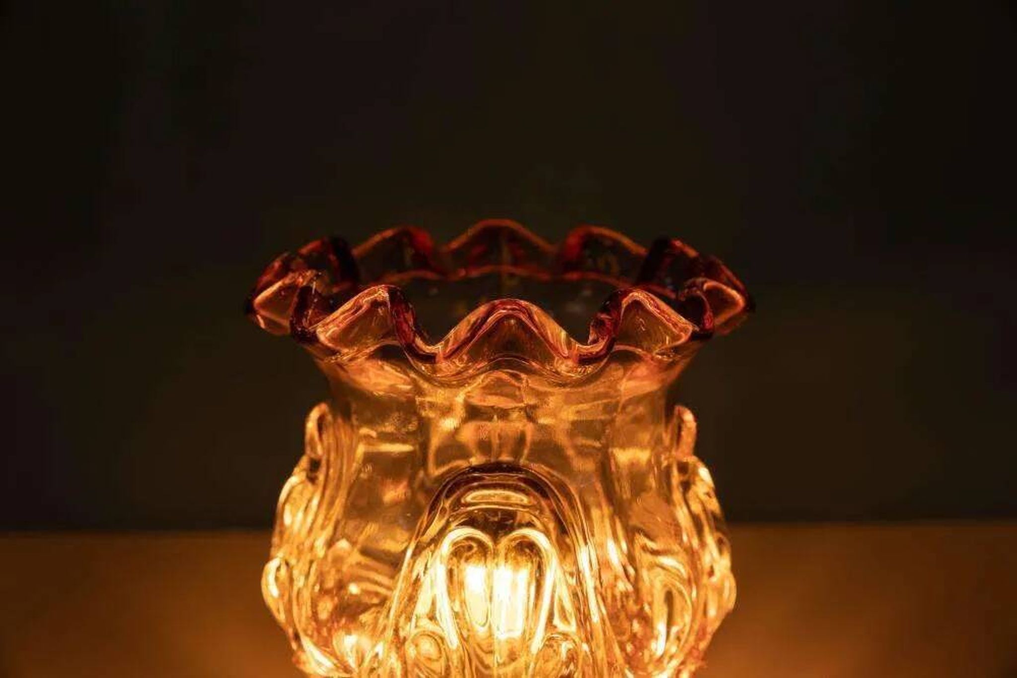 Lampe de table Vintage en verre coloré suédois, lampe de table en verre