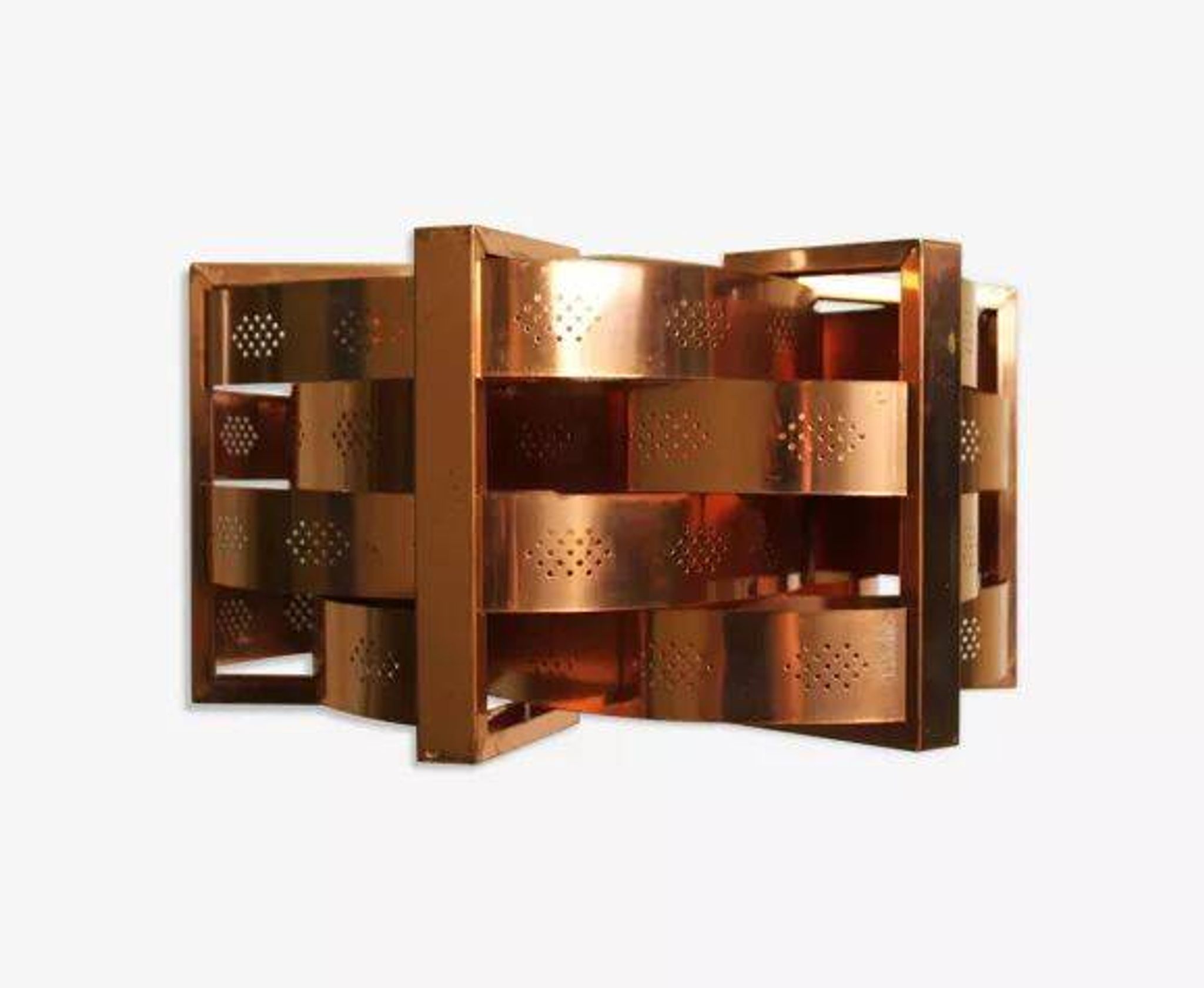 Copper pendant light by Werner Schou for Coronell Electro, Denmark, 1969.
