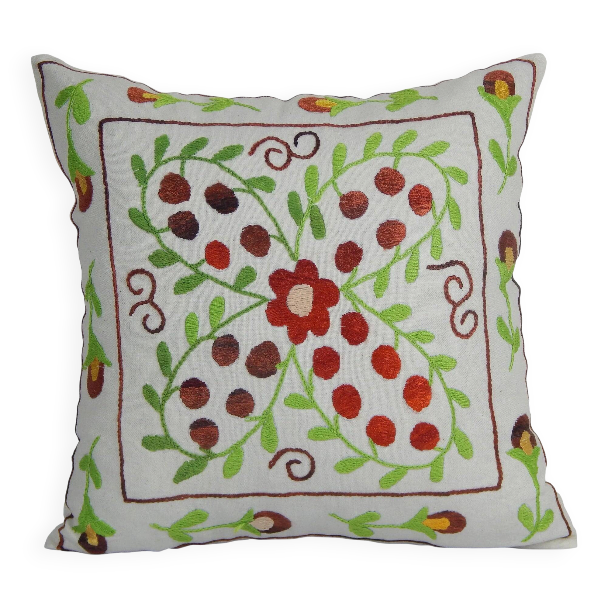 Vintage embroidered cushion cover 41x41 cm