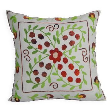 Housse de coussin brodée vintage 41x41 cm