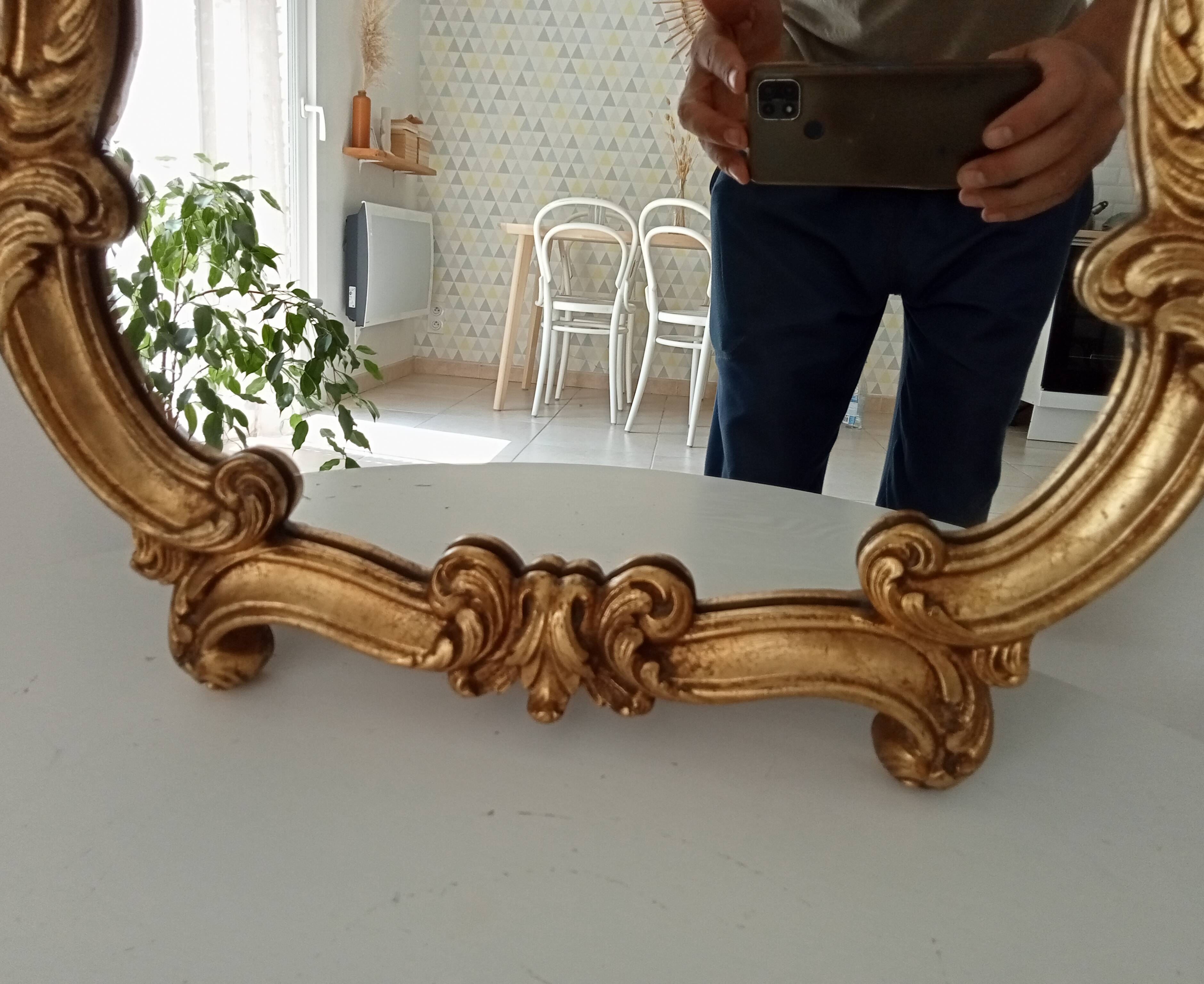 Antique baroque rococo mirror in gilded wood 77*47 cm