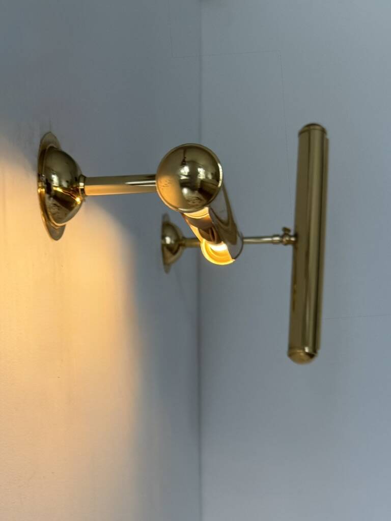 Pair of adjustable vintage brass wall lights, France, 1970.