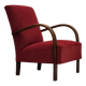 1950s, Danish art deco armchair, original red furniture wool, beech wood.