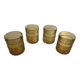 Suite de 4 verres ambrés vintage années 60-70