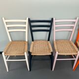 6 Italian chairs from the 60s solid beech and rope