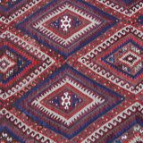 Anatolian Kilim Rug: 1900s Turkish Wool Flatweave, Geometric Tribal Design
