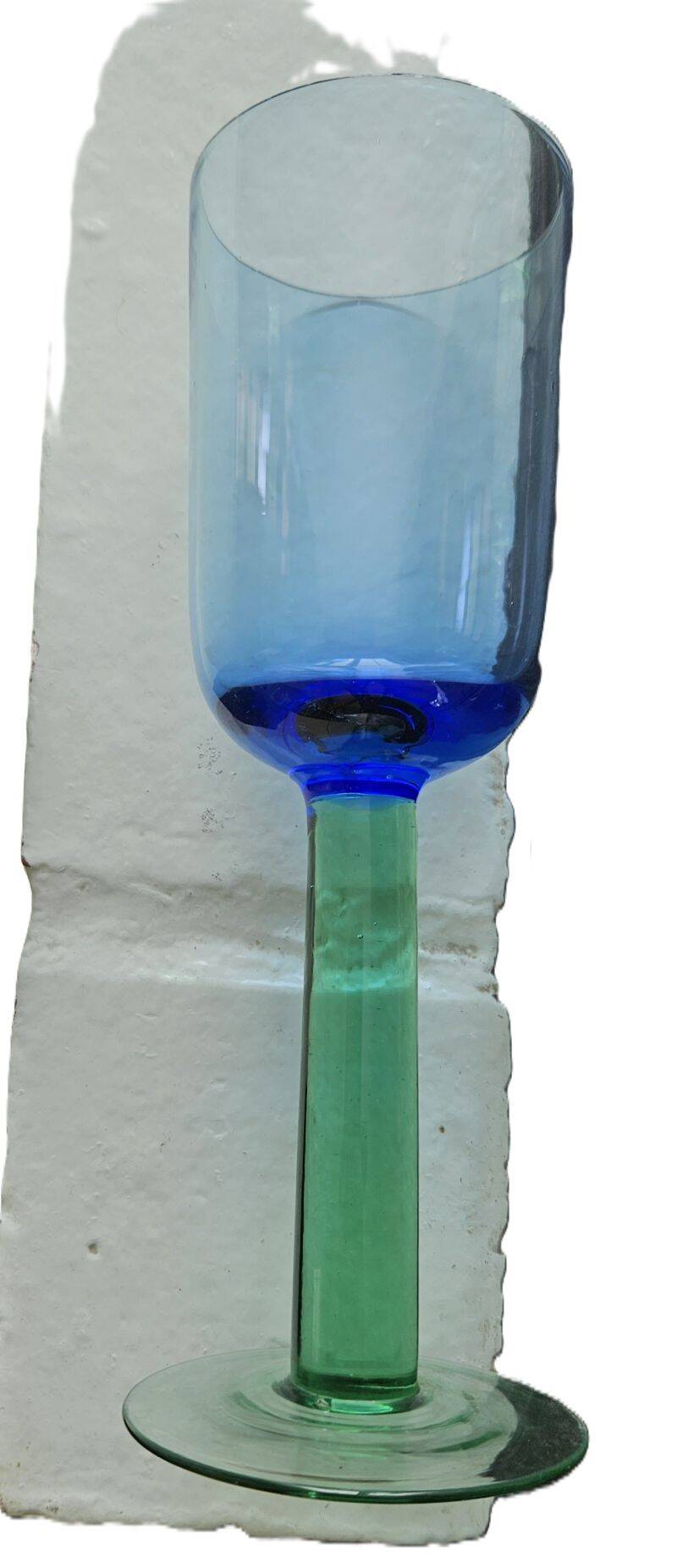 6 Verres Scandinaves Bleus et Verts Vintage Des Années 1980