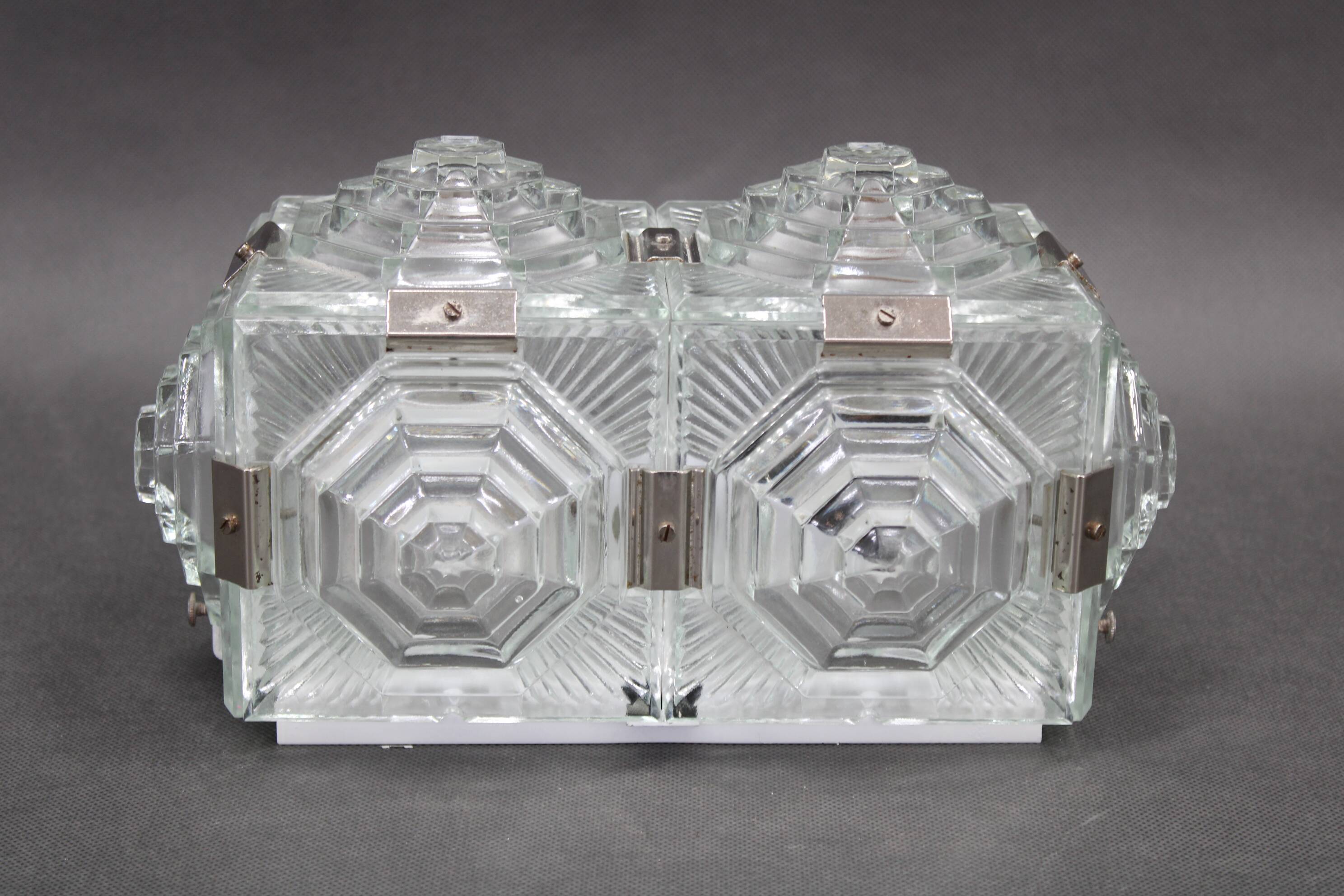 1970s Brutalist Wall Glass Light by Kamenicky Senov, Czechoslovakia