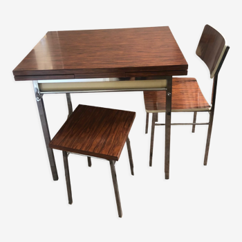 Formica table with chair and imitation rosewood stool