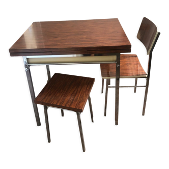 Formica table with chair and imitation rosewood stool