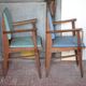 Pair of wooden bridge armchairs from the 1950s, vintage chairs.