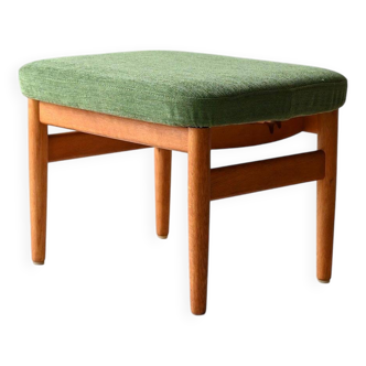 Repose-pieds réglable scandinave vintage avec coussin chenille vert