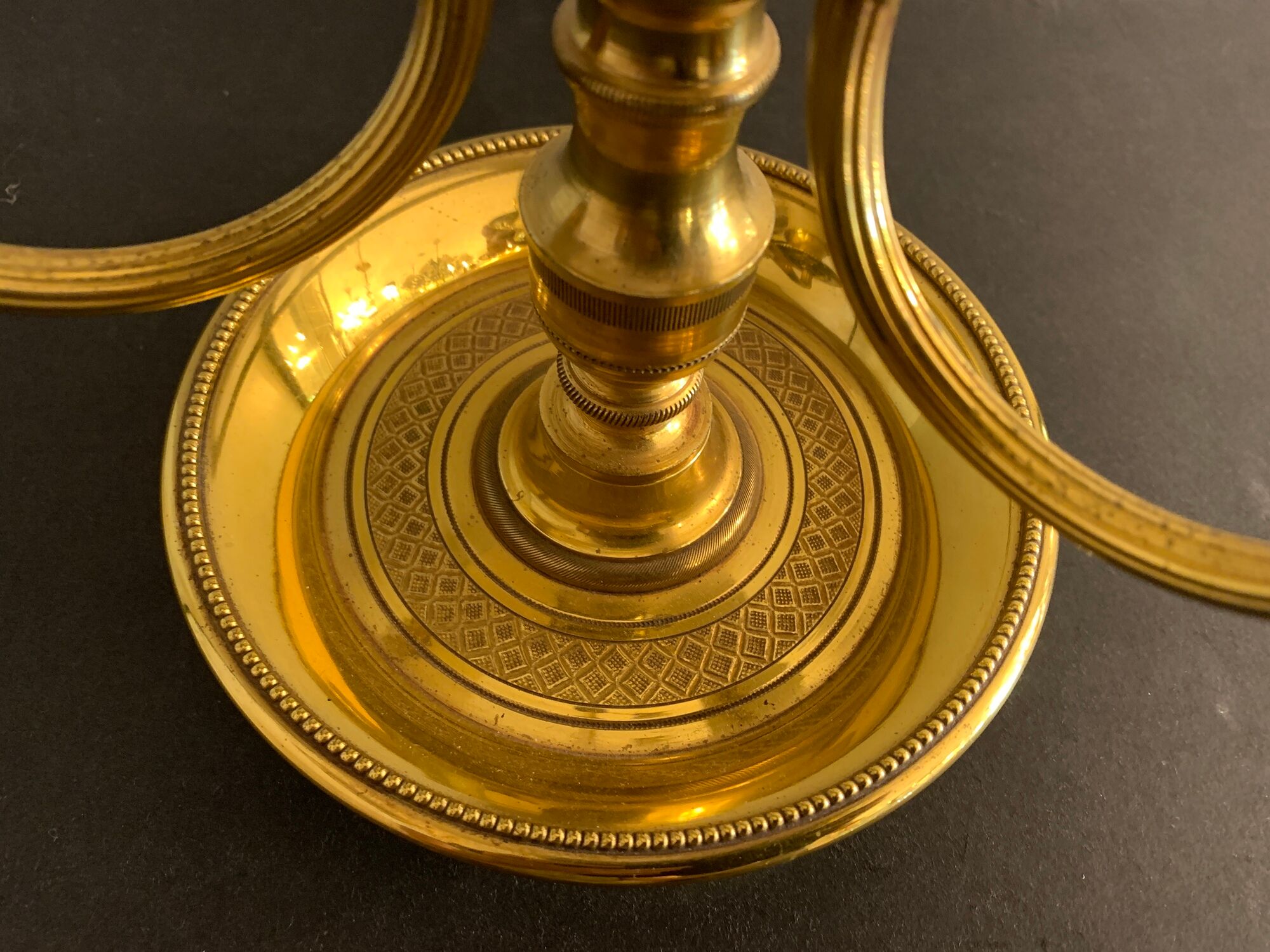 Hot water bottle lamp, 3 lights in bronze Lucien Gau, XXth