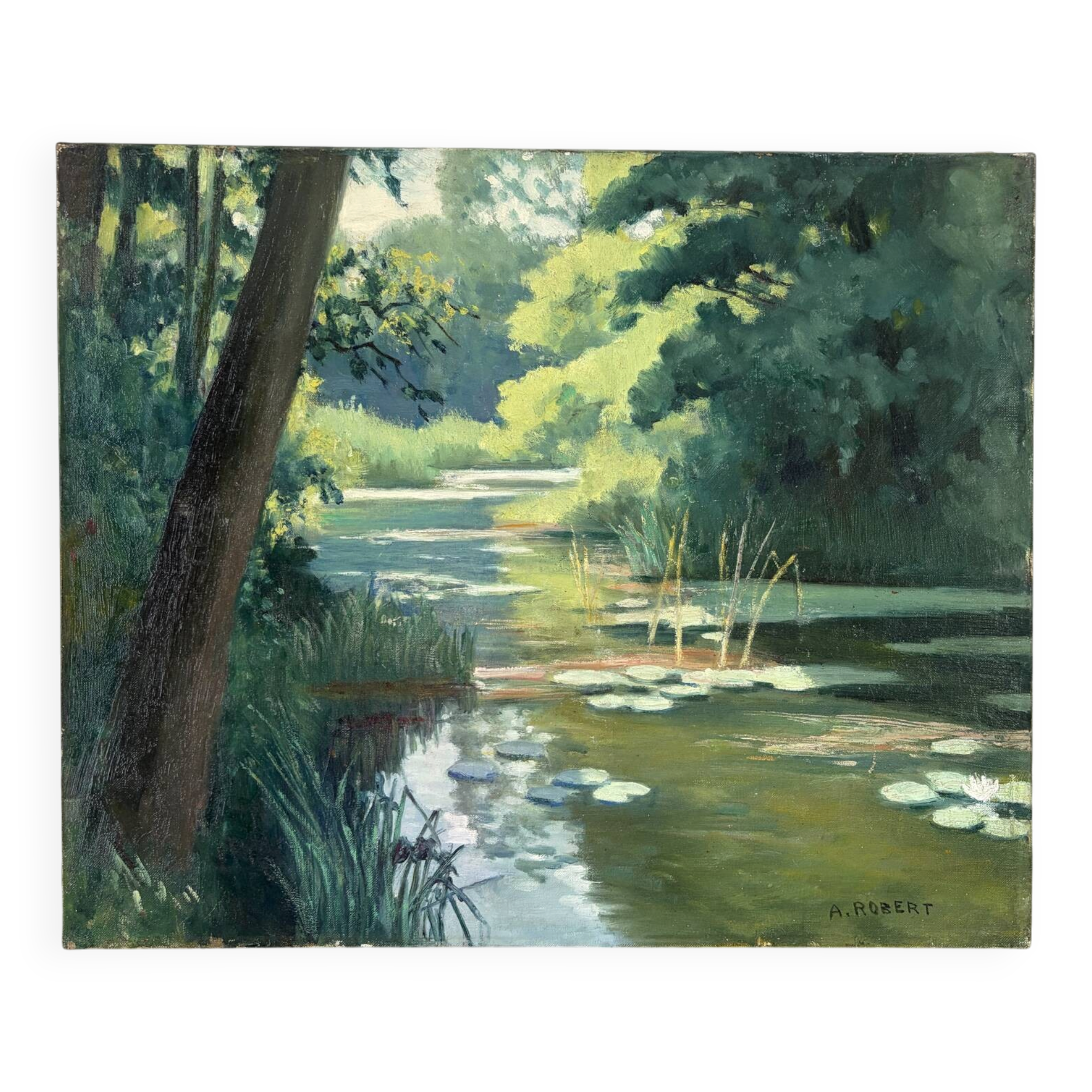 Lac aux nénuphars, huile sur toile