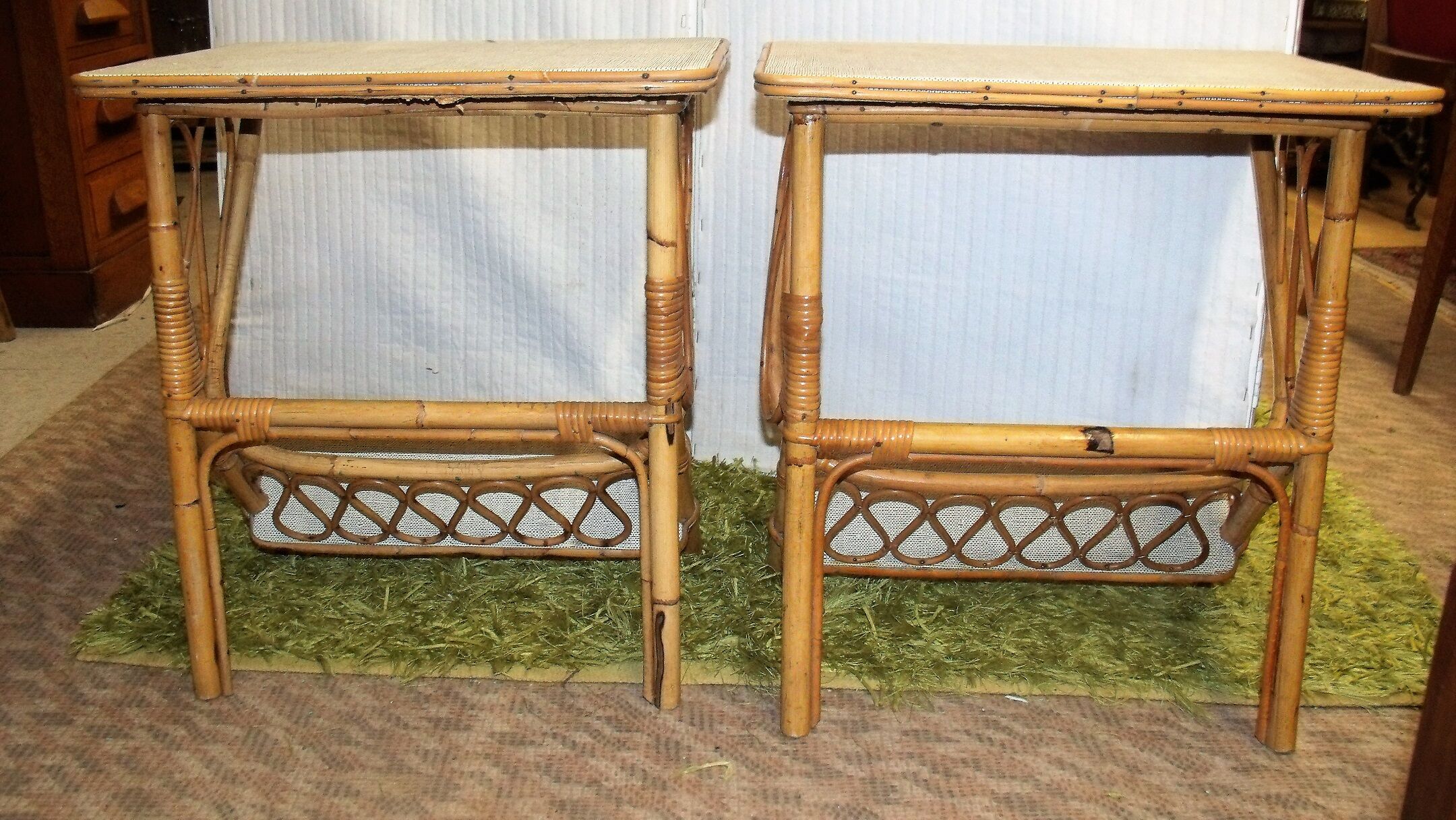 Pair of bedside shelves doors reviews rattan bamboo