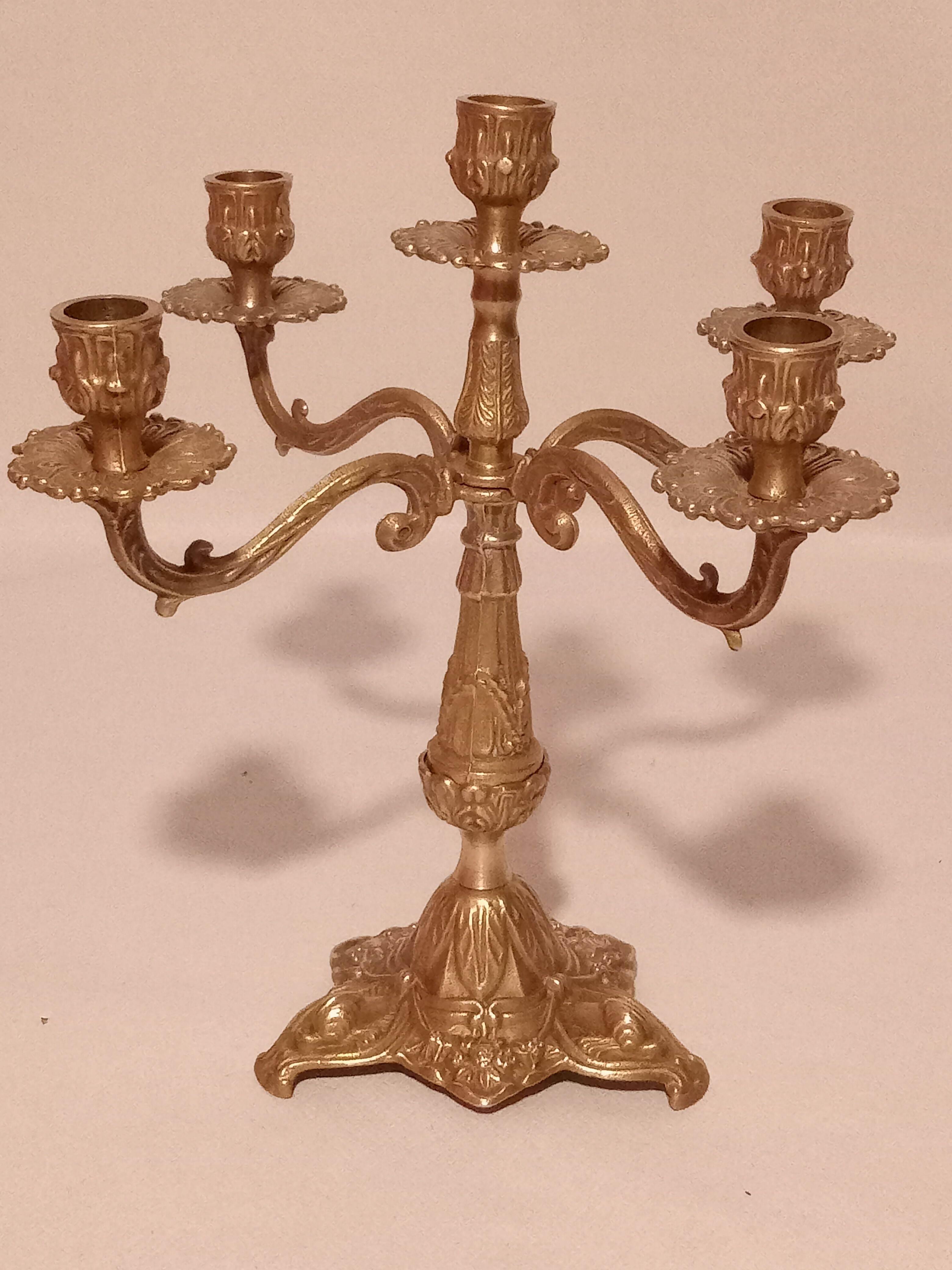 Pair of 5-burner bronze candlesticks