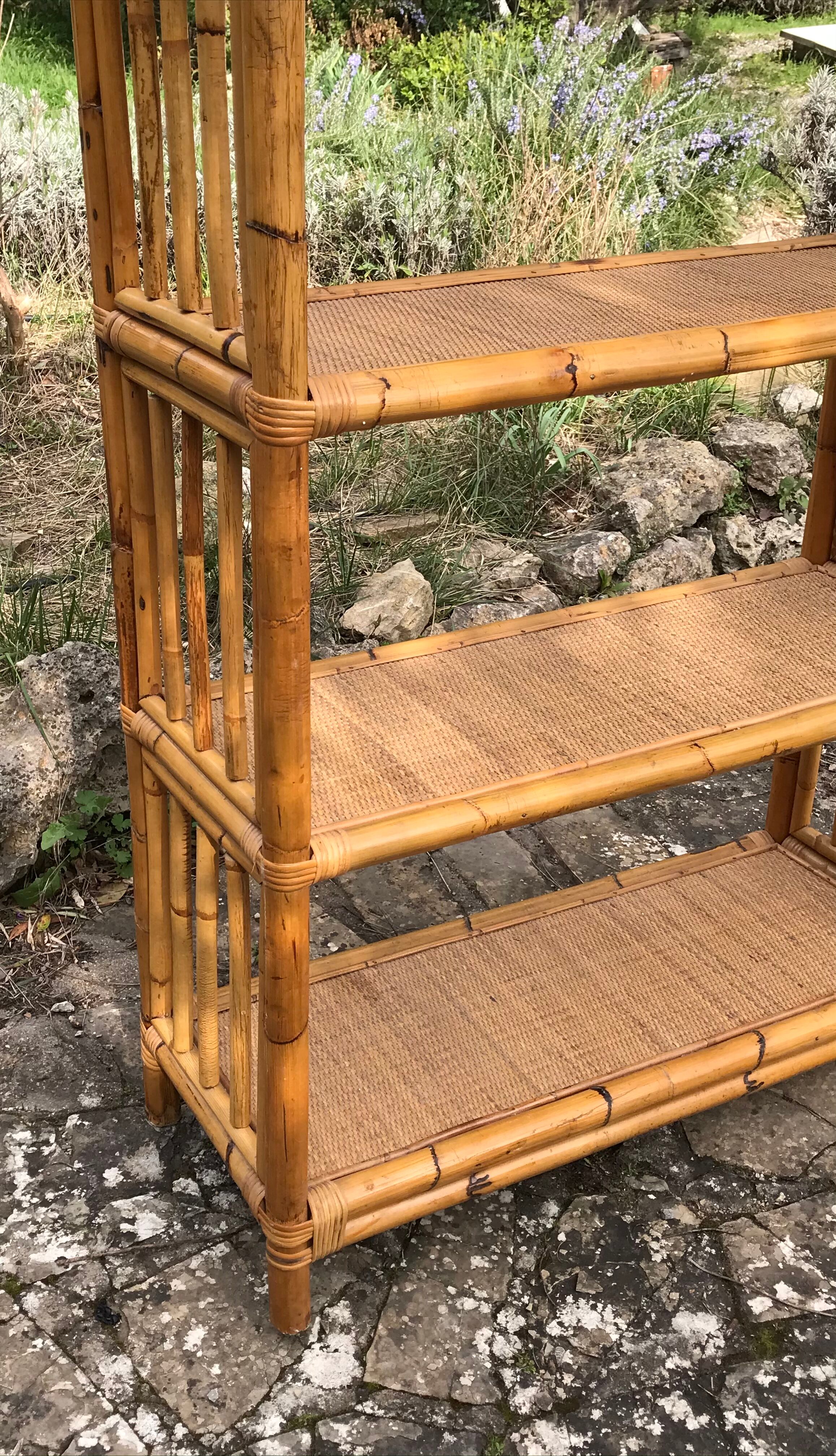 Vintage rattan library