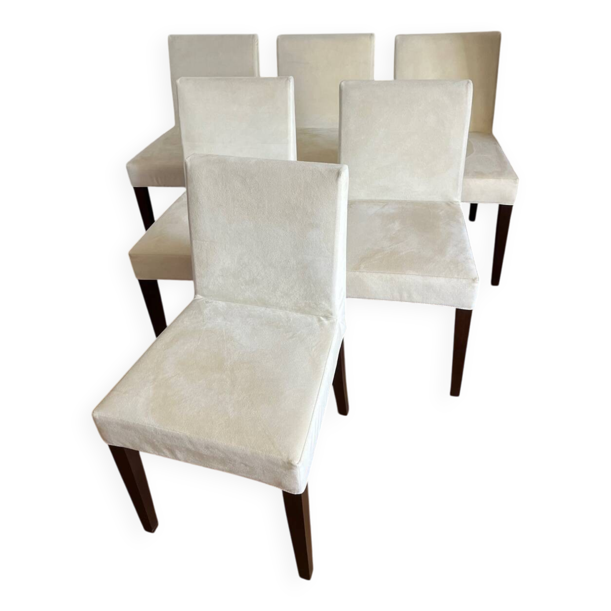 6 Ligne Roset chairs in ivory alcantara.