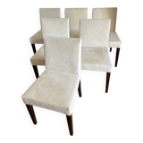 6 chaises Ligne Roset french Line en alcantara ivoire